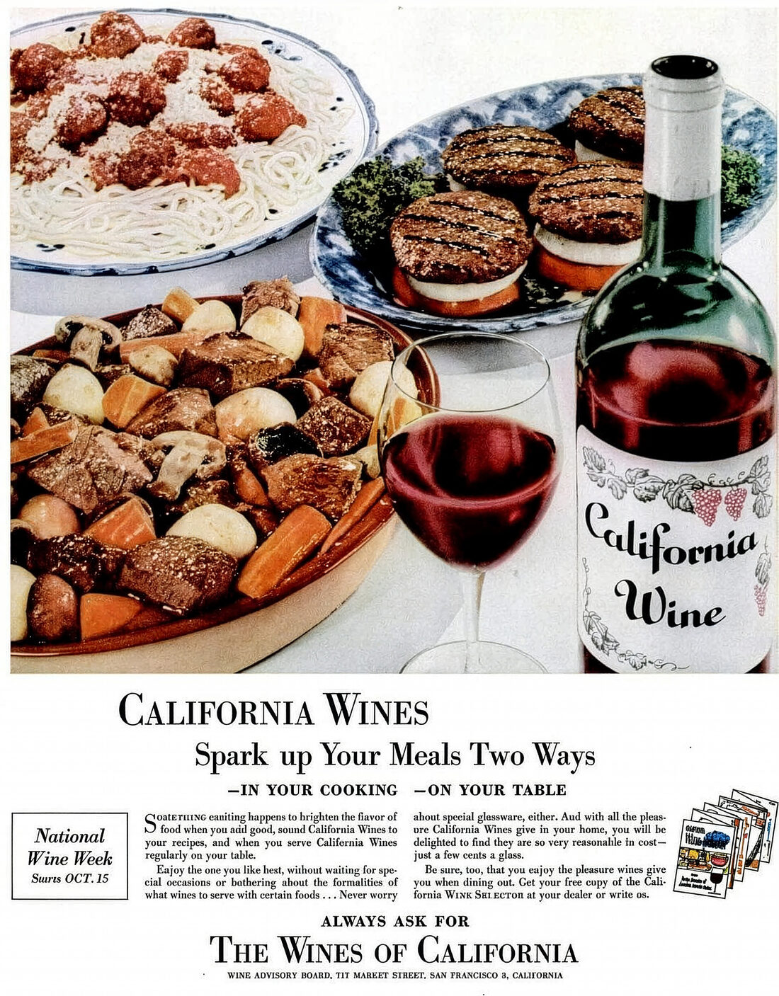 1955 California Wines advertisement